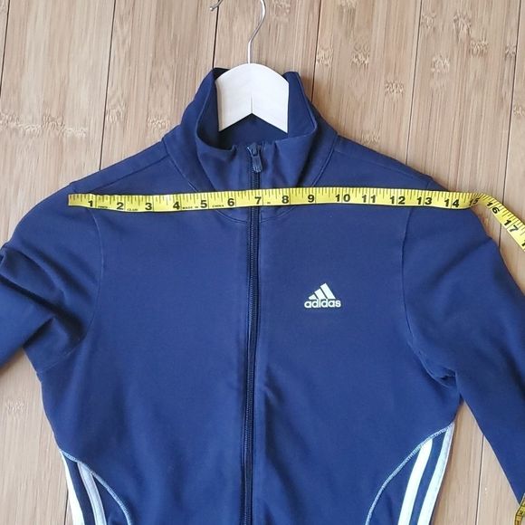 3️⃣💲2️⃣0️⃣ ADIDAS navy zip front athletic top sweat top XS - Picture 12 of 13